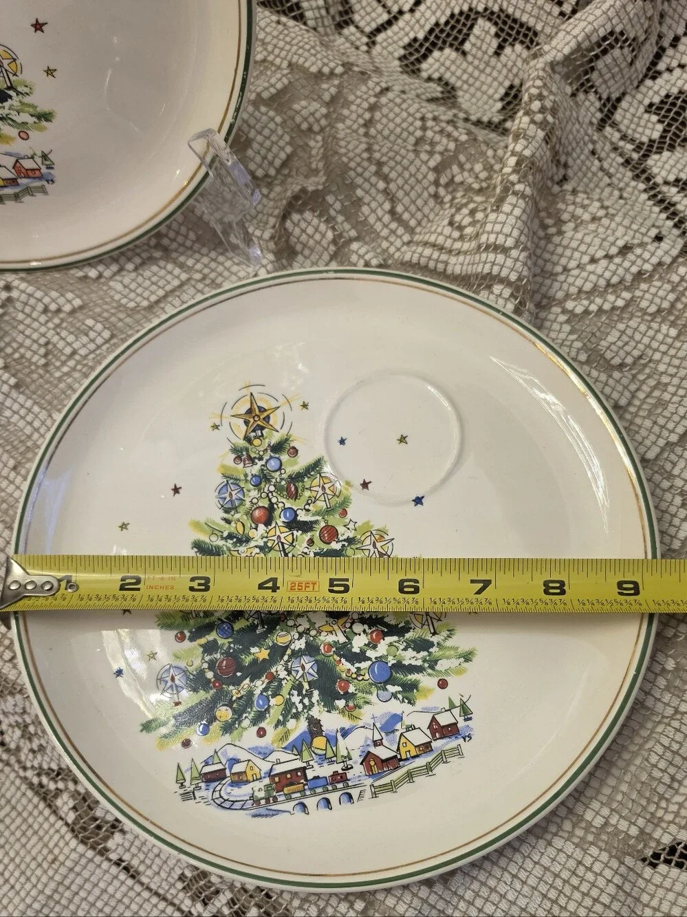 Vtg Salem Christmas Eve Snack Plates Cups Set 2 Viktor Schreckengost MCM 9.25”